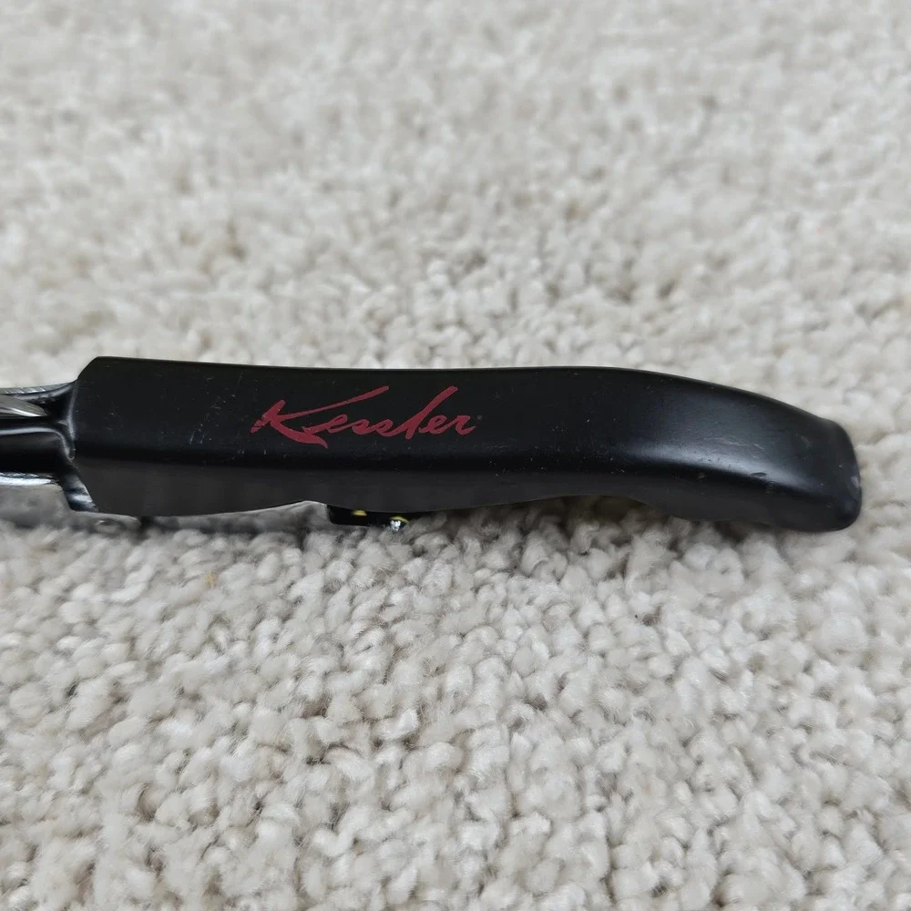 Kessler Wine Opener Black Double Hinged Waiters Corkscrew with Foil‎ Cutter